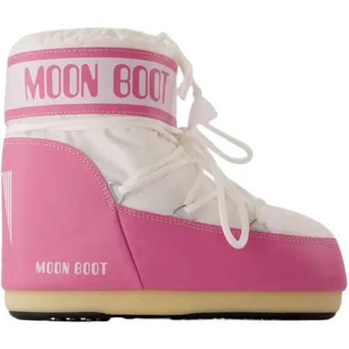 Rosa/Weiße Synthetische Stiefeletten , Damen, Größe: 36 EU - moon boot - Modalova