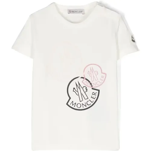 Kinder Weiß T-shirt Logo Rundhals - Moncler - Modalova