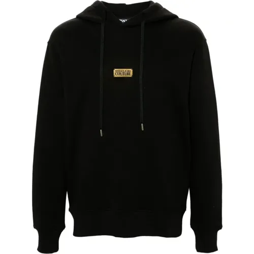 Hooded Sweater with Gold Logo , male, Sizes: L, M, S, XL - Versace Jeans Couture - Modalova