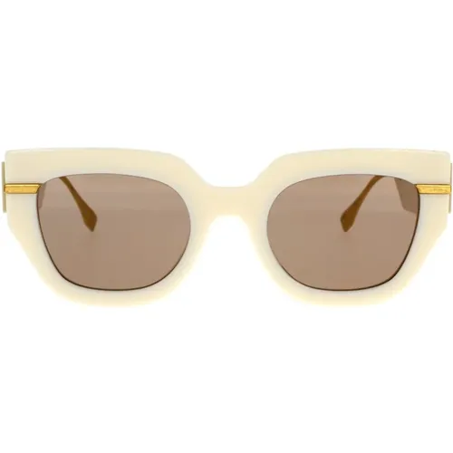 Glamorous Geometric Sunglasses with Brown Lenses , unisex, Sizes: 51 MM - Fendi - Modalova
