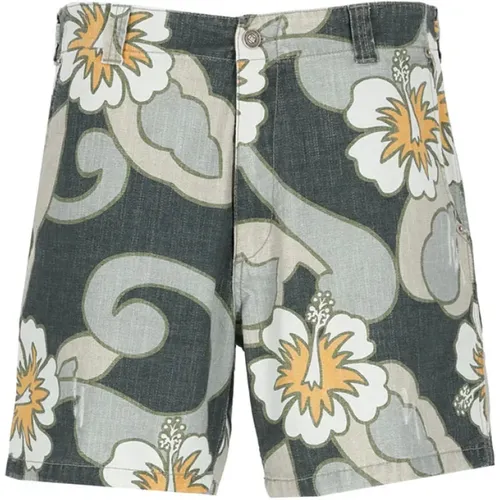 Yellow Hibiscus Print Bermuda Shorts , male, Sizes: S, M, L - ERL - Modalova