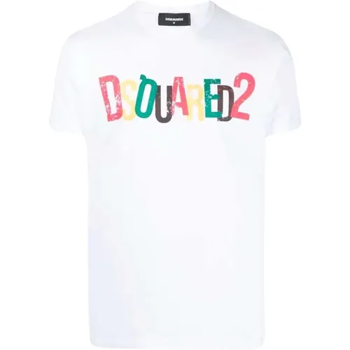 T-Shirt mit mehrfarbigem Logo-Print , Herren, Größe: 2XL - Dsquared2 - Modalova