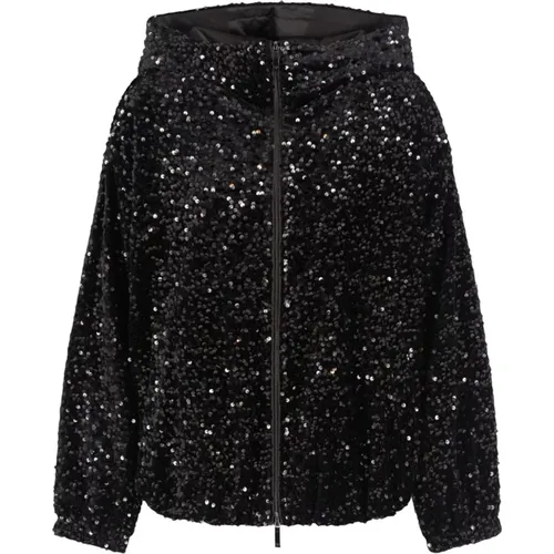 Sequin Embellished Classic Hooded Jacket , female, Sizes: 2XS, XL, L, S, M, XS - Emporio Armani - Modalova