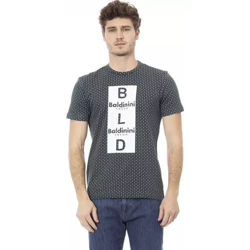 Grünes Baumwoll-T-Shirt mit Stilvollem Druck , Herren, Größe: L - Baldinini - Modalova