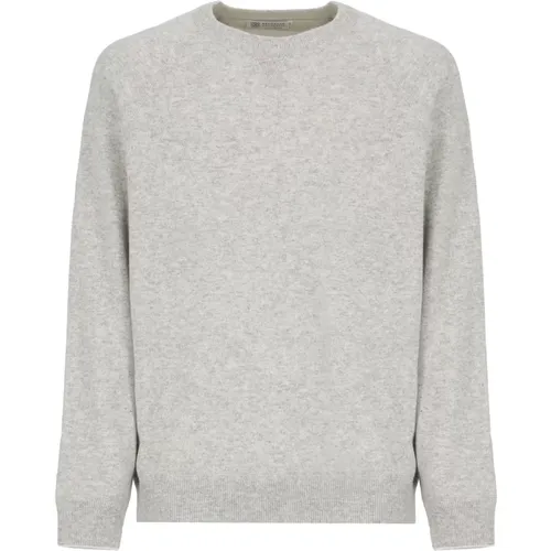 Grey Wool Cashmere Silk Sweater , male, Sizes: S, L, M, XL, 2XL - BRUNELLO CUCINELLI - Modalova