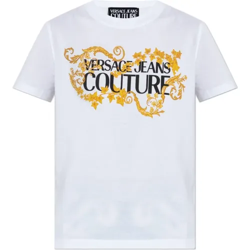 T-Shirt mit Logo , Damen, Größe: M - Versace Jeans Couture - Modalova