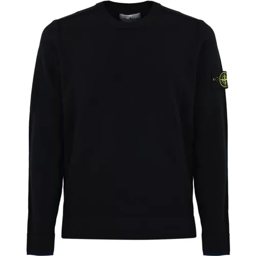 Blauer Wollpullover Langarm - Stone Island - Modalova