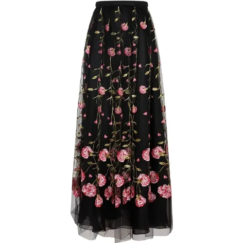 Black Rose Polyester Midi Skirt , female, Sizes: XS - Giambattista Valli - Modalova