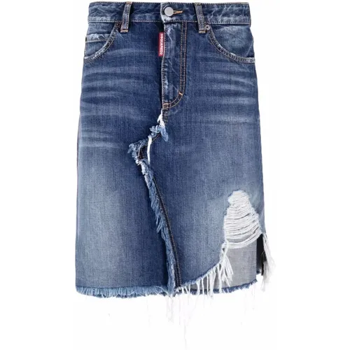 Fold Jean Denim Skirt - Trendy and Bold , female, Sizes: 2XS - Dsquared2 - Modalova
