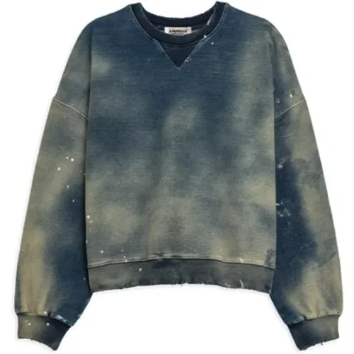 Denim Washed Effect Crewneck Sweatshirt , male, Sizes: XS, S - A Paper Kid - Modalova