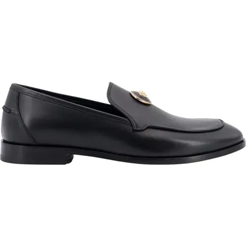 Luxurious Leather Slippers Ss24 , male, Sizes: 5 UK - Versace - Modalova