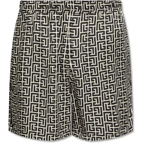 Shorts with monogram , male, Sizes: M, S, L - Balmain - Modalova