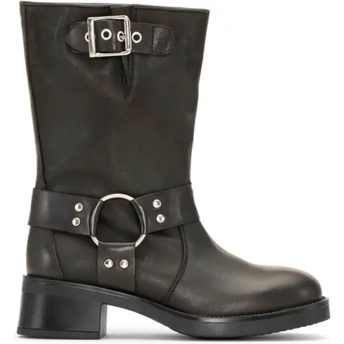 Schwarze Biker Boots mit Harness-Details , Damen, Größe: 36 EU - JoDis - Modalova