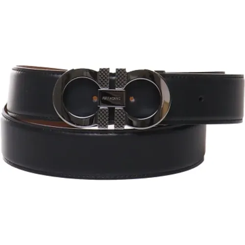 Reversible Gancini Blue Leather Belt , male, Sizes: 110 CM, 105 CM, 100 CM, 85 CM - Salvatore Ferragamo - Modalova