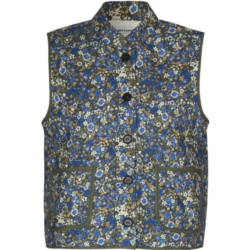 Quilted Blue Vest with All-Over Print , female, Sizes: M, 2XL, XL, L - Lollys Laundry - Modalova