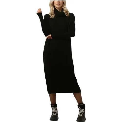 Turtle Neck Midi Kleid Schwarz , Damen, Größe: M - 10Days - Modalova