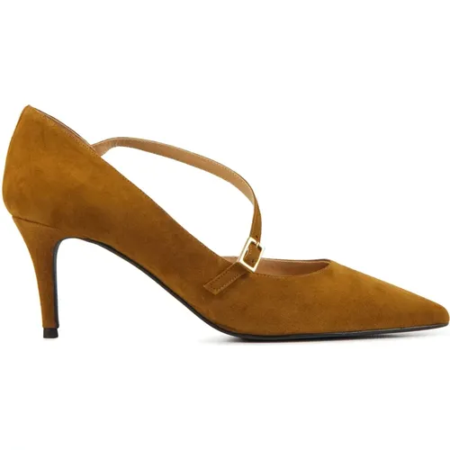 Braune Wildleder Pumps , Damen, Größe: 42 EU - Lina Locchi - Modalova