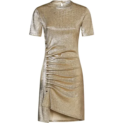 Goldenes Kurzes Kleid mit Asymmetrischem Saum - Paco Rabanne - Modalova