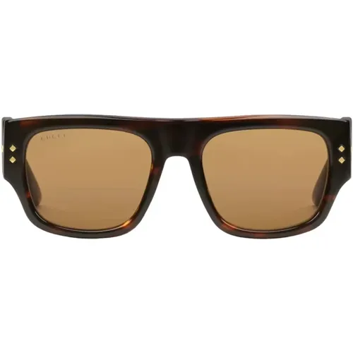 Unisex Square Acetate Sunglasses in Tortoise , male, Sizes: 54 MM - Gucci - Modalova