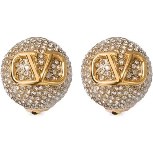 Goldene VLogo Swarovski Kristall Ohrringe - Valentino Garavani - Modalova