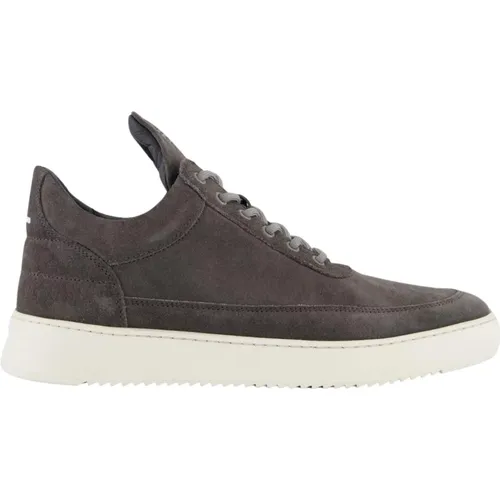 Low Top Suede Grey Sneakers , male, Sizes: 6 UK, 12 UK, 7 UK - Filling Pieces - Modalova