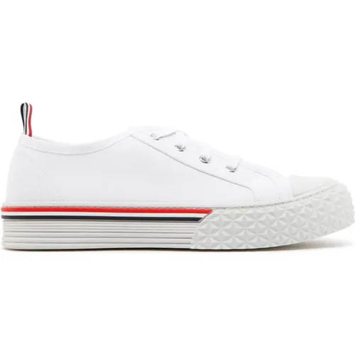 Weiße Sneakers mit Streifenbesatz - Thom Browne - Modalova