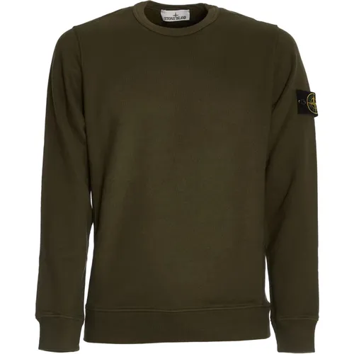 Moos Gebürsteter Baumwoll-Fleece-Sweatshirt , Herren, Größe: XL - Stone Island - Modalova