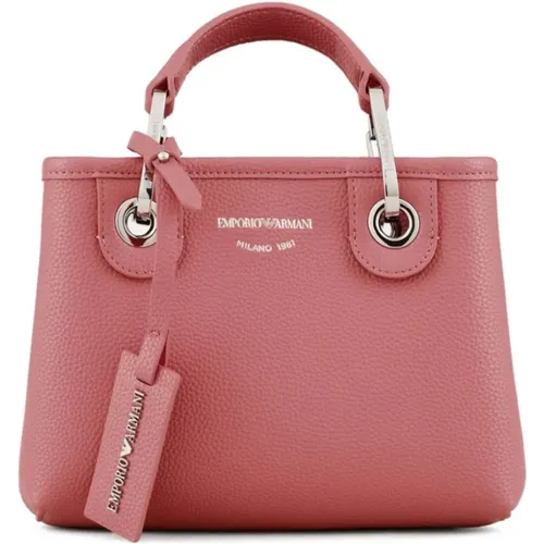 Coral Faux Leather Bag with Logo Detail , female, Sizes: ONE SIZE - Emporio Armani - Modalova