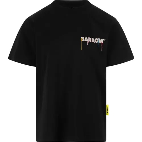Cotton T-shirt with Signature Graphic Print , male, Sizes: XL - Barrow - Modalova