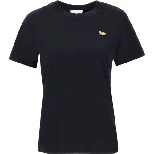 Cotton T-shirt with Fox Logo , female, Sizes: L, M - Maison Kitsuné - Modalova