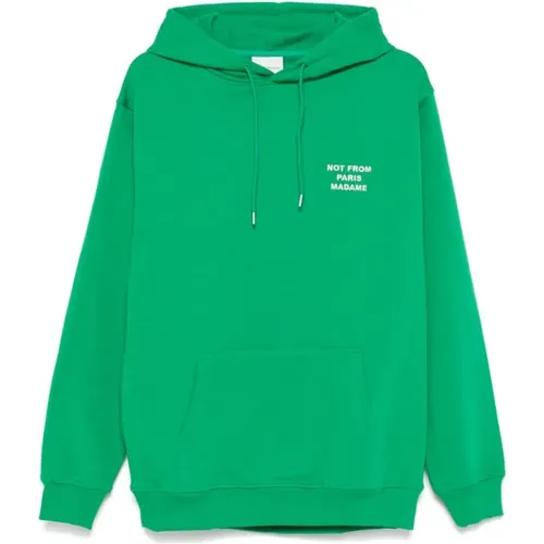 Grüner Bestickter Slogan Kapuzenpullover , Herren, Größe: XL - Drole de Monsieur - Modalova