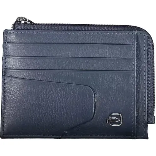 Blaue Lederbrieftasche mit Kartenhalter und RFID-Blocker - Piquadro - Modalova