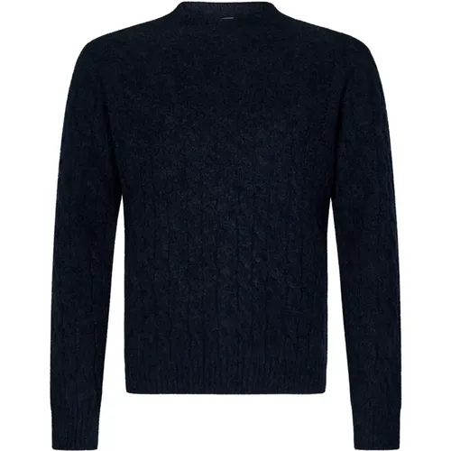 Blauer Cable-Knit Rundhalspullover Aw24 - Boglioli - Modalova