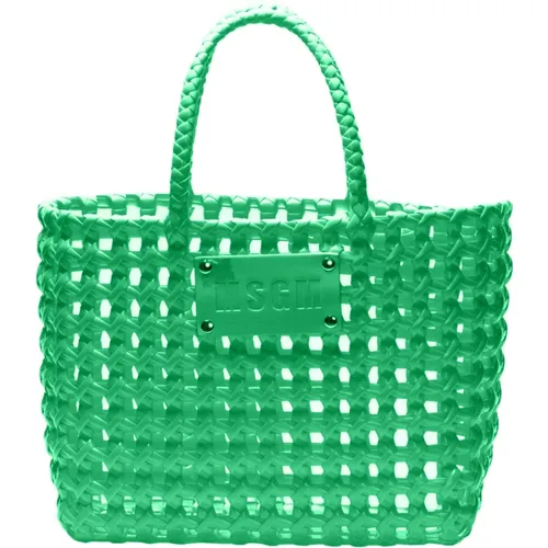Grüne PVC-Handtasche mit Muschelweberei - Msgm - Modalova