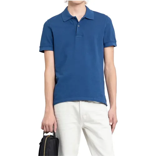 Indigo Piqué Tennis Polo Shirt - Tom Ford - Modalova