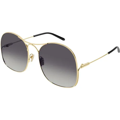 Gold/Grey Shaded Sunglasses , female, Sizes: 59 MM - Chloé - Modalova