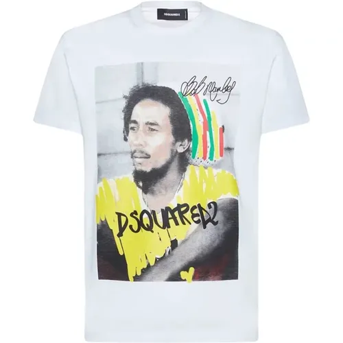 Grafikdruck Bob Marley T-Shirt , Herren, Größe: S - Dsquared2 - Modalova