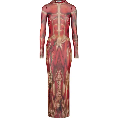 Body Print Long Sleeve Dress , female, Sizes: M, XS - Jean Paul Gaultier - Modalova