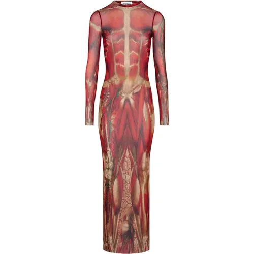 Body Print Long Sleeve Dress , female, Sizes: S, M, XS - Jean Paul Gaultier - Modalova