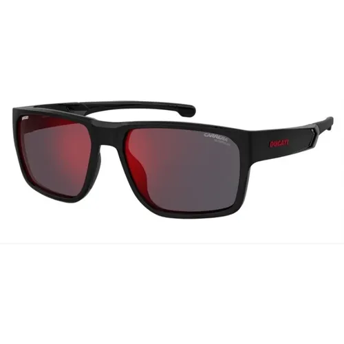 Rote Spiegel Sonnenbrille Hochkontrast Schwarzer Rahmen , Herren, Größe: 59 MM - Carrera - Modalova