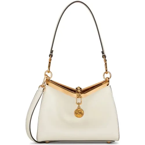 Cream White Leather Shoulder Bag with Gold-Tone Hardware , female, Sizes: ONE SIZE - ETRO - Modalova