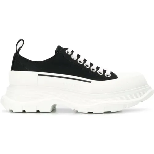 Schwarze Leinwand Chunky Sohle Sneakers - alexander mcqueen - Modalova