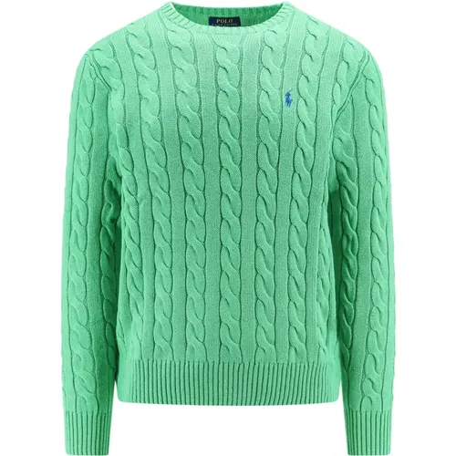 Grüner Strickpullover mit Besticktem Logo , Herren, Größe: L - Ralph Lauren - Modalova