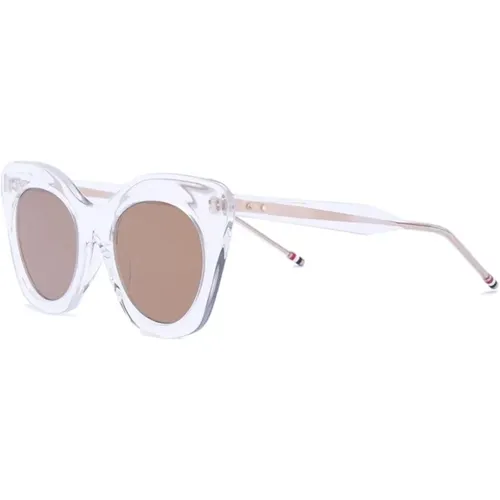 Mirror Lens Sunglasses Clear/Gold Frame , female, Sizes: ONE SIZE - Thom Browne - Modalova