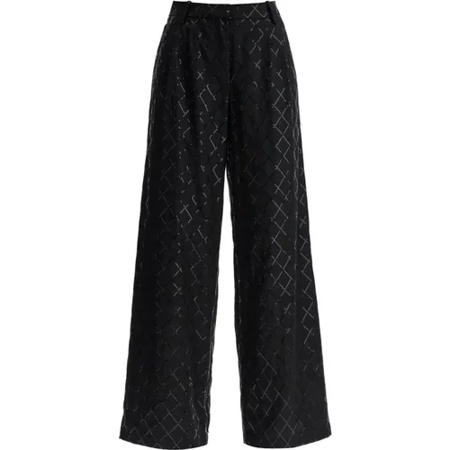 Diamond Sequin Wide Leg Pants , female, Sizes: S - Rotate Birger Christensen - Modalova