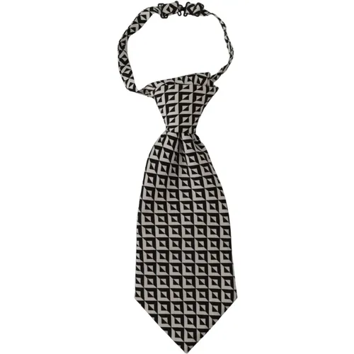 Schwarze Weiße Geometrische Seidenverstellbare Krawatte - Dolce & Gabbana - Modalova