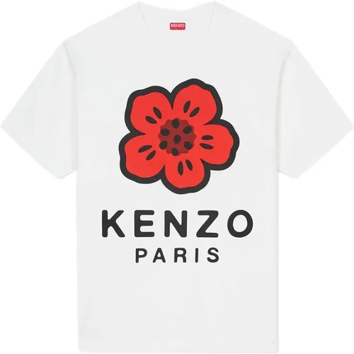 Weißes T-Shirt mit Blumenmuster , Herren, Größe: L - Kenzo - Modalova