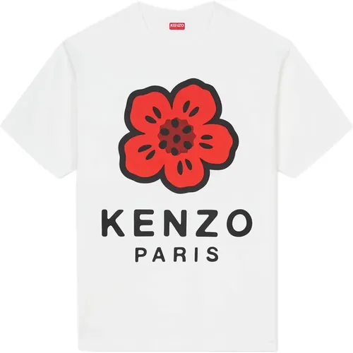 Weißes T-Shirt mit Blumenmuster - Kenzo - Modalova