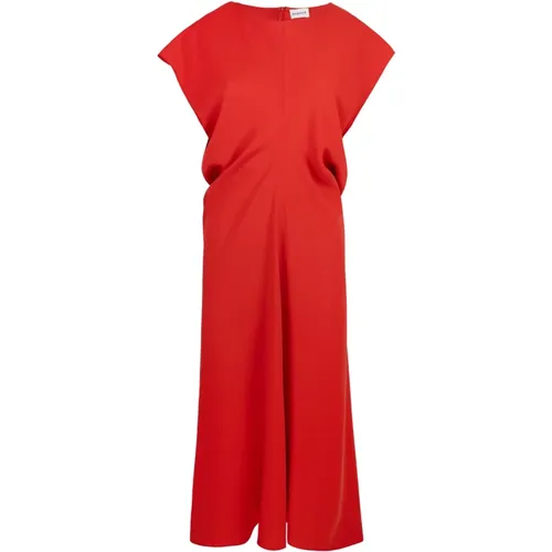 Rotes Flare Kleid Runder Ausschnitt , Damen, Größe: L - P.a.r.o.s.h. - Modalova