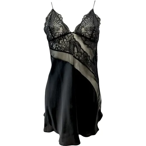 Silk Chemise with Lace and Sheer Details , female, Sizes: M - Calvin Klein - Modalova